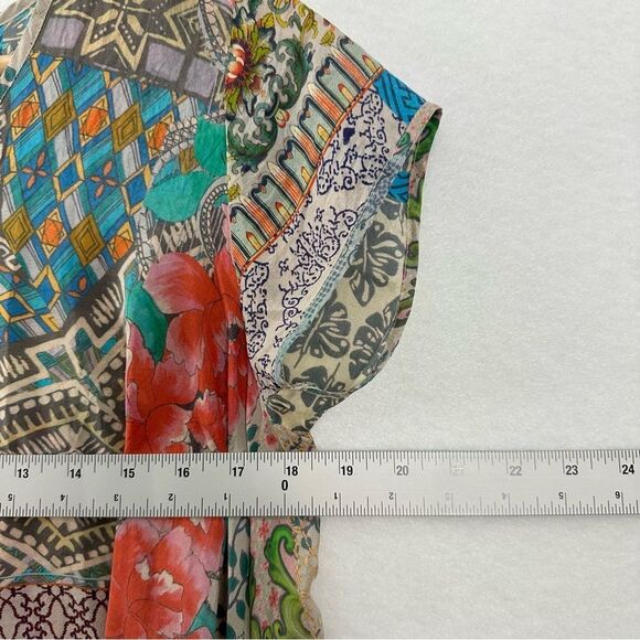 Johnny Was Boho Floral Patchwork V-Neck Women Top Size XS - Picture 7 of 12
